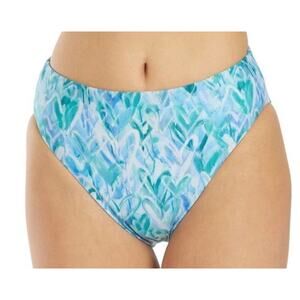 439 -Splendid Graffiti Heart Reversible High-Waist Swim Bottom Blue/Green Medium